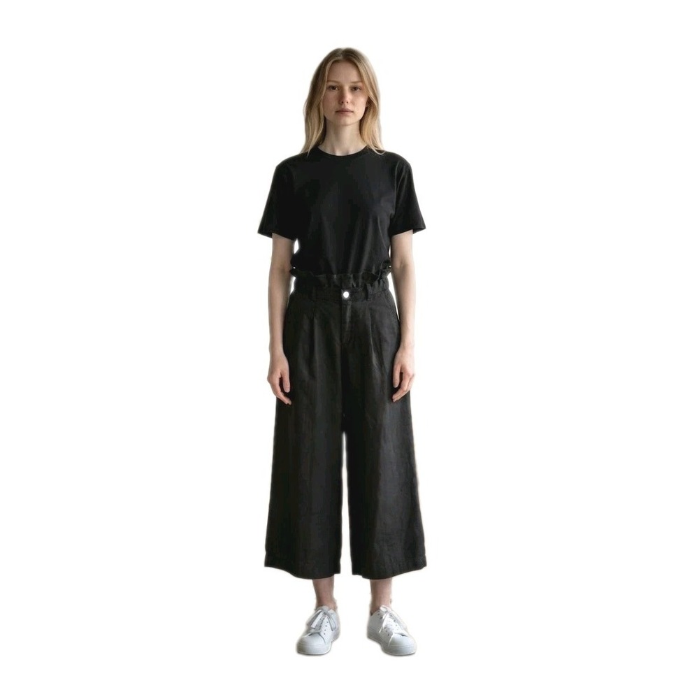 Zara Black Lyocell Paperbag Waist Wide Leg Culottes Trousers Womens Small